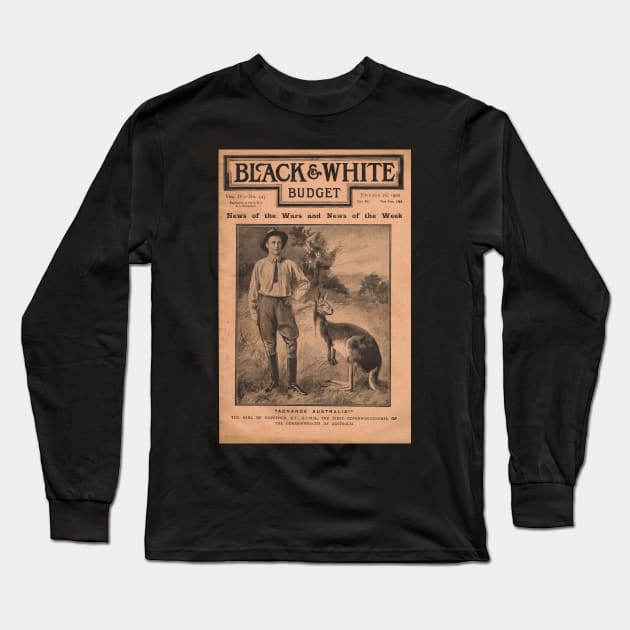 Advance Australia! Cover of Black & White Budget October 1900 Long Sleeve T-Shirt by artfromthepast